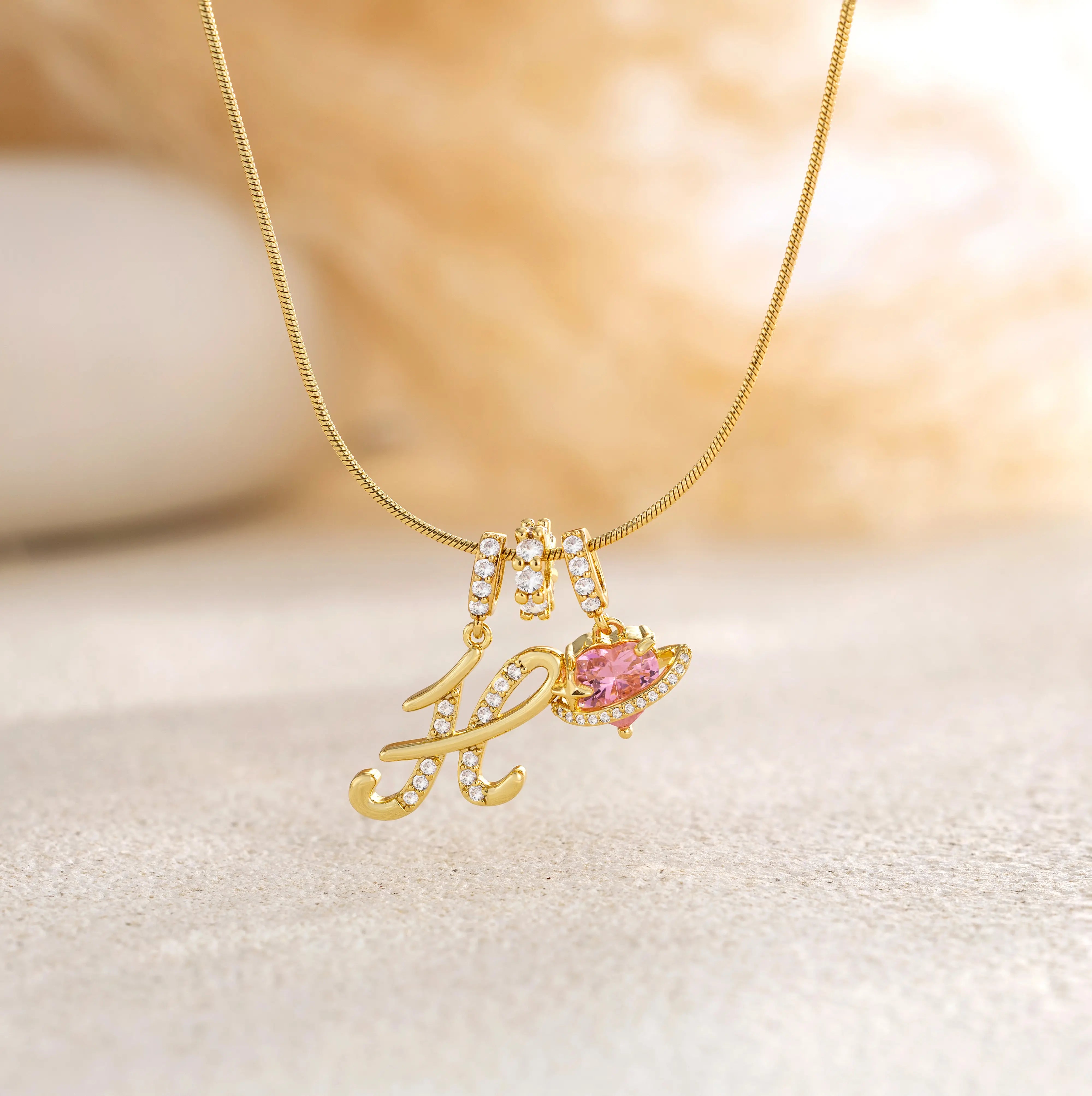 Novakoen Initial Necklace | 14K plated