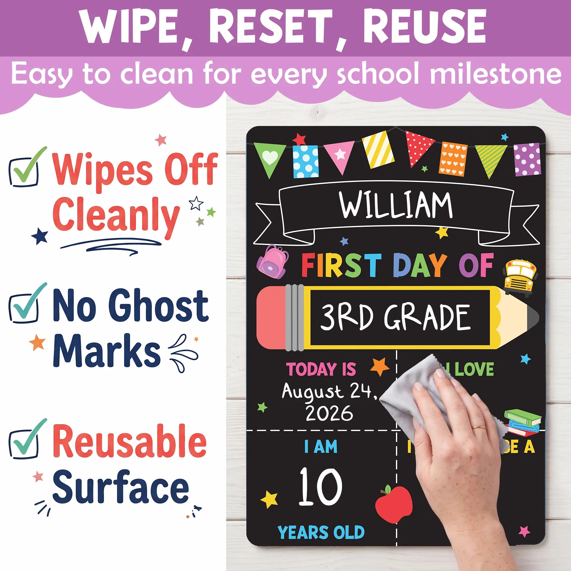 First Day of School Chalkboard Sign | 10x14 Double-Sided