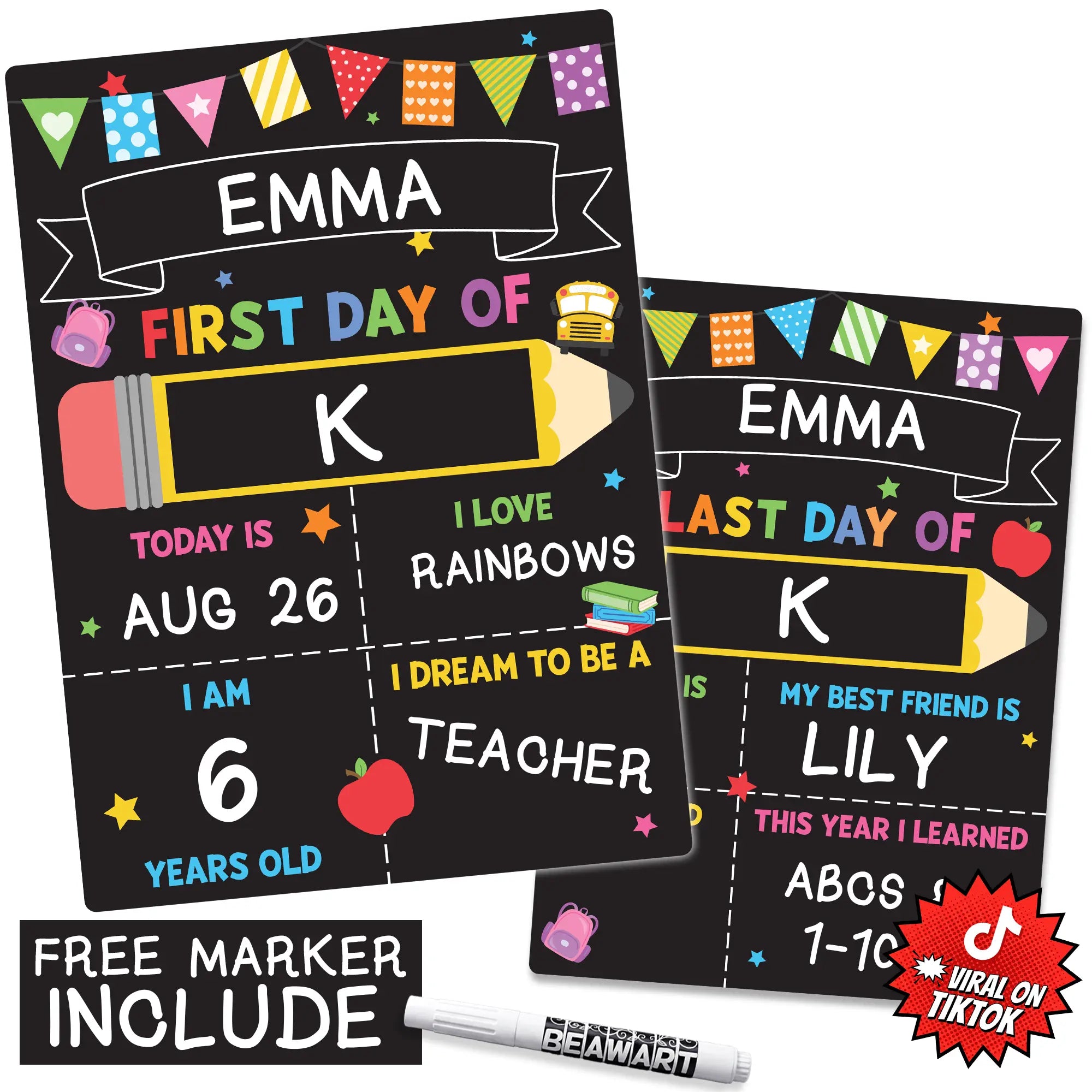 First Day of School Chalkboard Sign | 10x14 Double-Sided