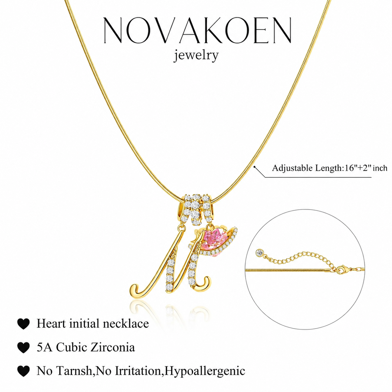 Novakoen Initial Necklace | 14K plated